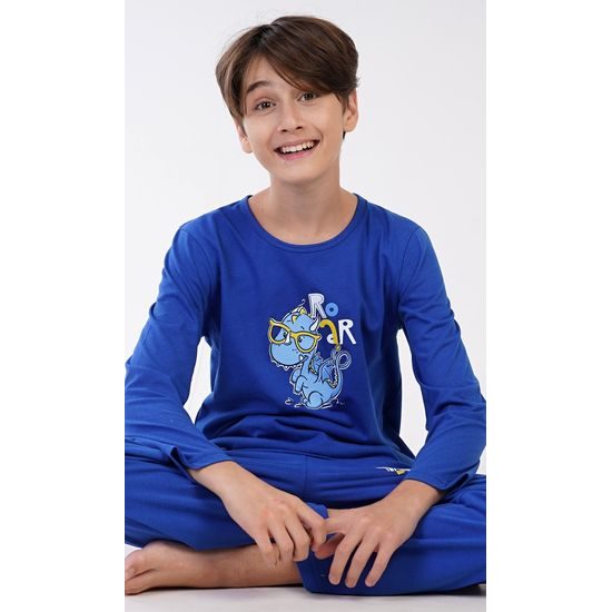 Dětské pyžamo dlouhé Dinosaurus - modrá