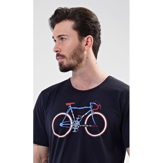 Pánské pyžamo šortky Old bike - tmavě modrá