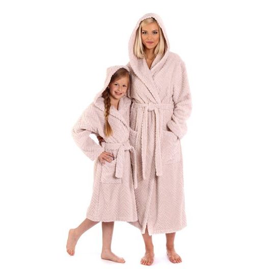 Dětský župan s kapucí Athena světle oříšková