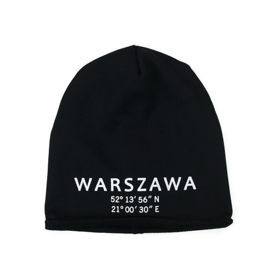 Přechodná tenká čepice s nápisem - černá