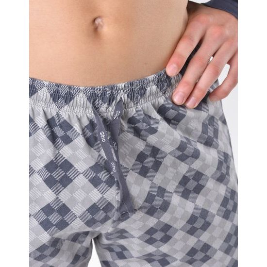 Pánské pyžamo dlouhé, šité, s potiskem 79205 - tm. šedá