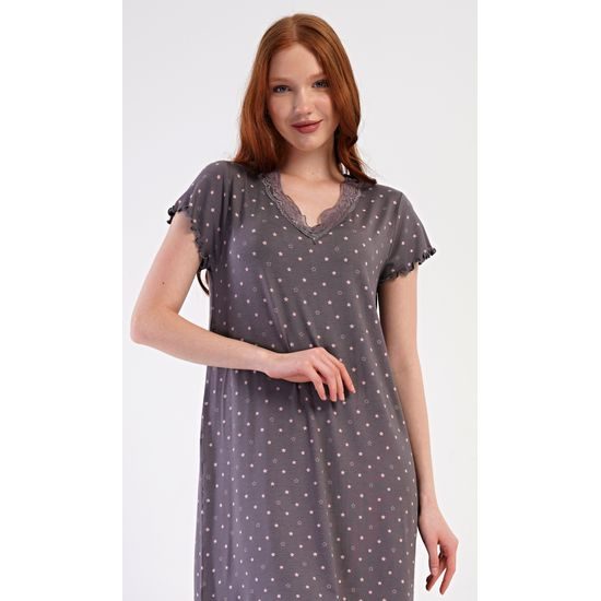 Dámská noční košile s krátkým rukávem Samanta - hnědá