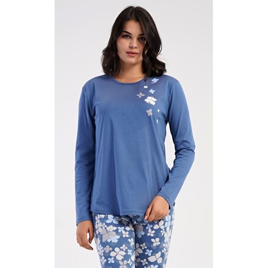 Dámské pyžamo dlouhé Joanne - modrošedá