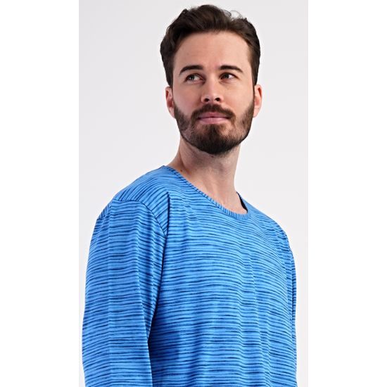 Pánská noční košile s dlouhým rukávem Sebastian - modrá