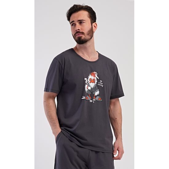 Pánské pyžamo šortky Ranní káva - tmavě šedá