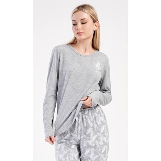 Dámské pyžamo dlouhé Peříčko - šedá