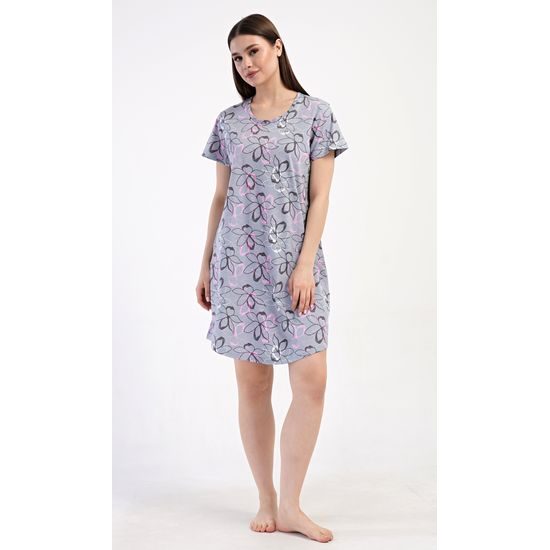 Dámske domáce šaty s krátkym rukávom Mia - šedá