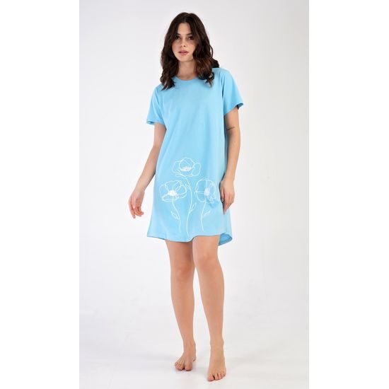 Dámská noční košile s krátkým rukávem Leontýna - světle modrá