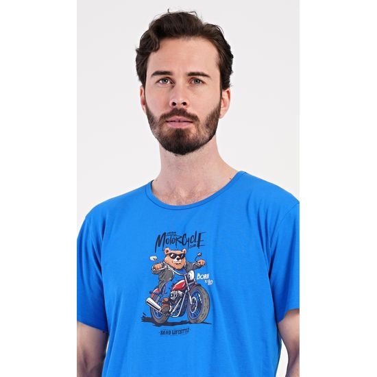Pánské pyžamo šortky Motorkář - modrá