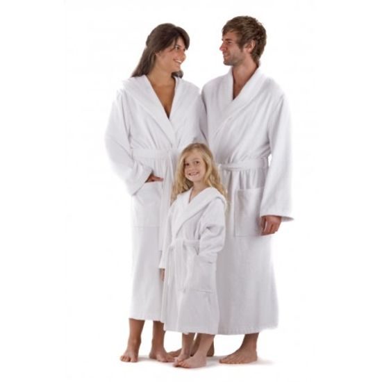 Unisex dlouhý bambusový župan s kapucí SAUNA bílá