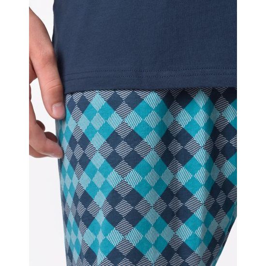 Pánské pyžamo krátké, šité, s potiskem 79198 - lékořice měsíc