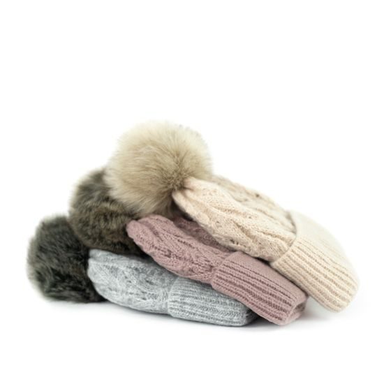 Sada pletené čepice a šály Lomnice béžová