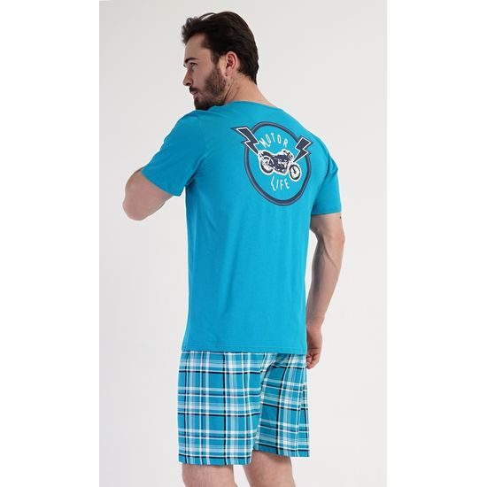 Pánské pyžamo šortky Motocycle - tyrkysová