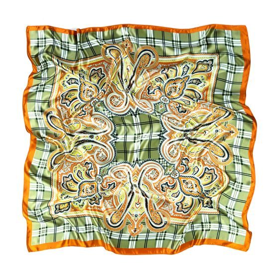 Klasický šátek s elegantními motivy - oranžový