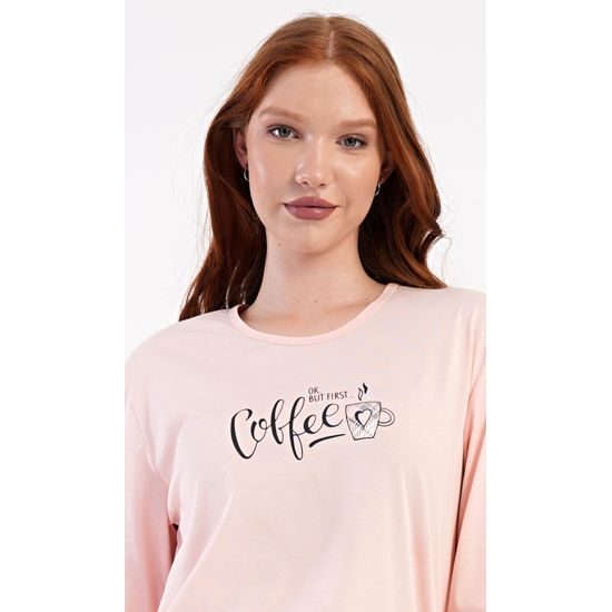 Dámské pyžamo dlouhé Coffee - světle lososová