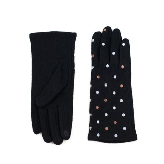 Černé rukavice s puntíky