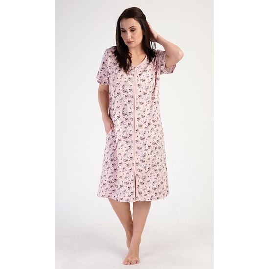 Dámské domácí šaty s krátkým rukávem Olivia - světle lososová
