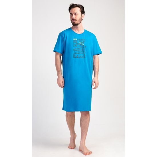 Pánská noční košile s krátkým rukávem Outdoor - modrá