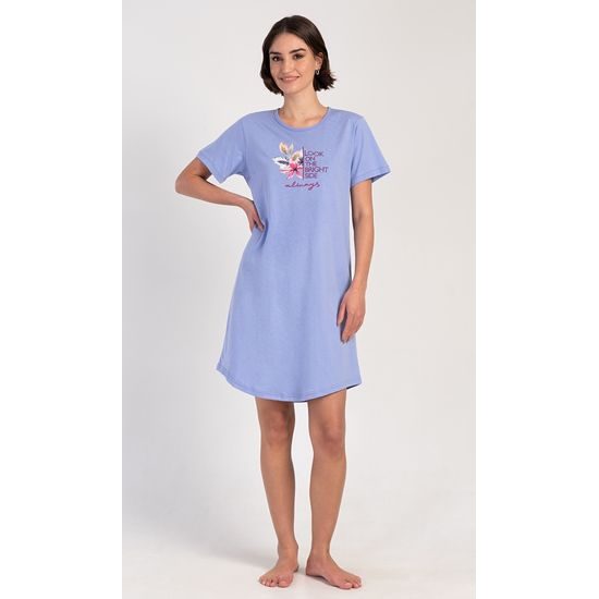 Dámská noční košile s krátkým rukávem Elizabeth - modrošedá