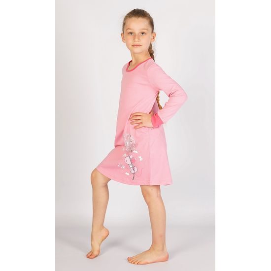 Dětská noční košile s dlouhým rukávem Myš s pampeliškou - světle lososová