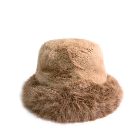 Plyšový klobouk - tmavěbéžový