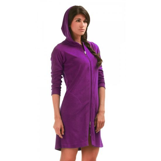 Dámský 3/4 župan s kapucí a dlouhým rukávem BARI Sparkling grape