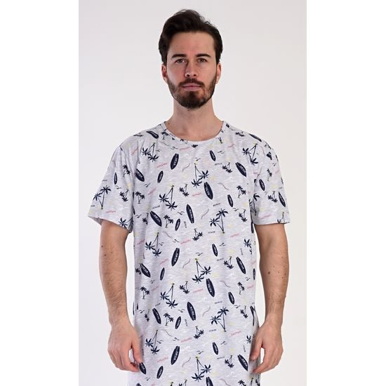 Pánská noční košile s krátkým rukávem Surfing - šedá