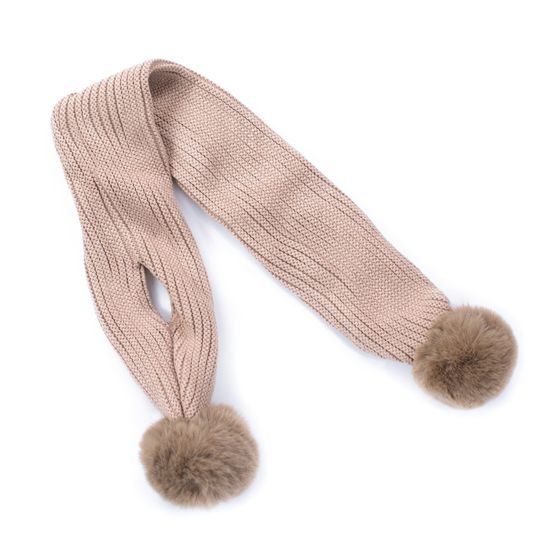 Dětská čepice a šála s bambulemi tmavě zelená