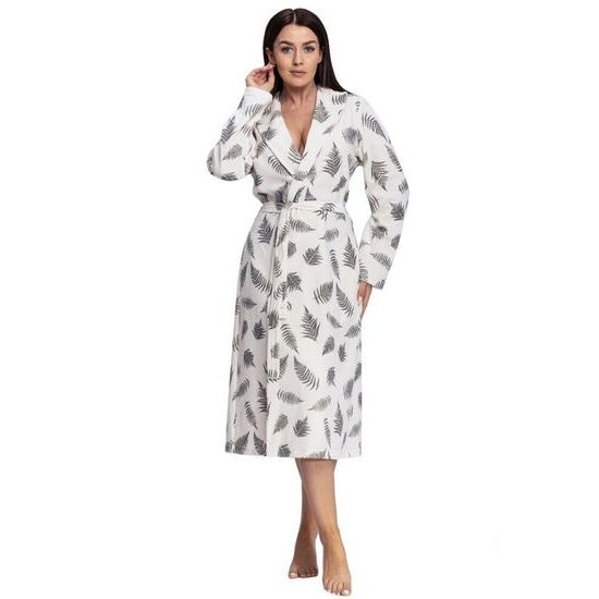 Velurový župan Jennifer ecru s kapradím