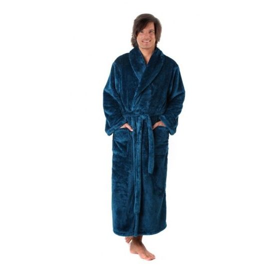 Pánský dlouhý hřejivý župan se šálovým límcem LILLY a JACK EXTRA petrolejová
