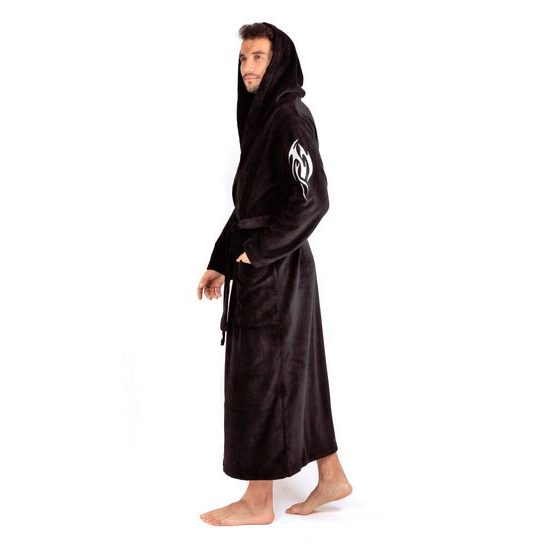 Pánský dlouhý hřejivý župan s kapucí TRIBAL černá