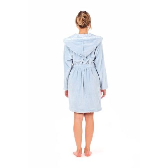 Dámský 3/4 župan s kapucí FLORA světle modrá