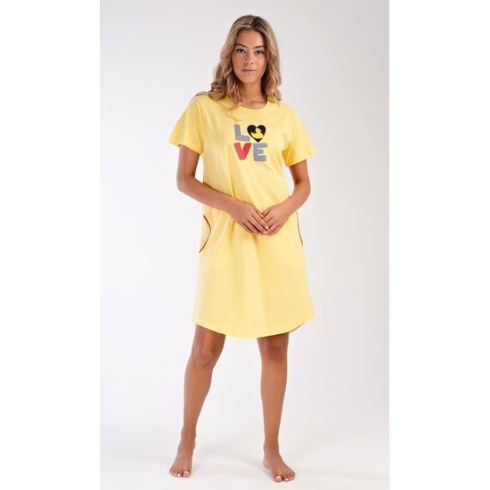 Dámské domácí šaty s krátkým rukávem Kačenka - žlutá