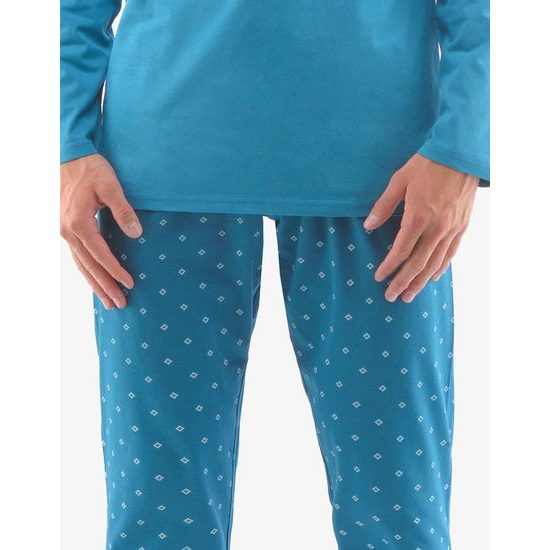 Pánské pyžamo dlouhé 79129P - petrolejová měsíc