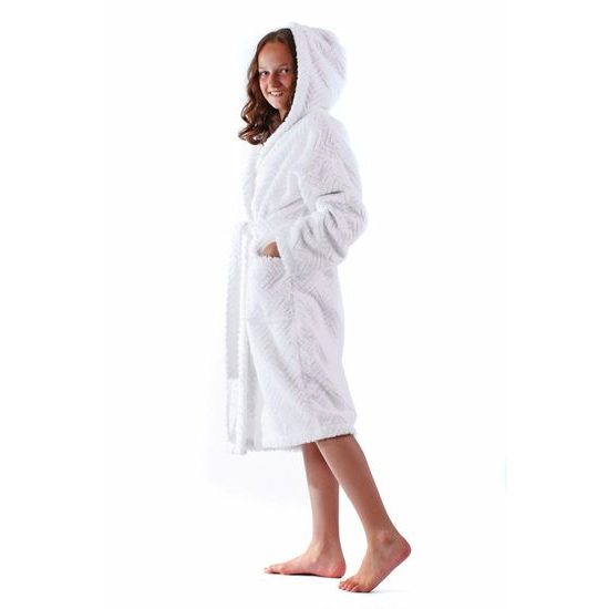 Dětský luxusní župan Athena s kapucí bílá