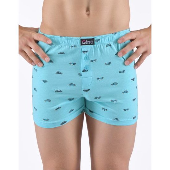 Dětské trenky volné chlapecké, šité, s potiskem - aqua petrolejová