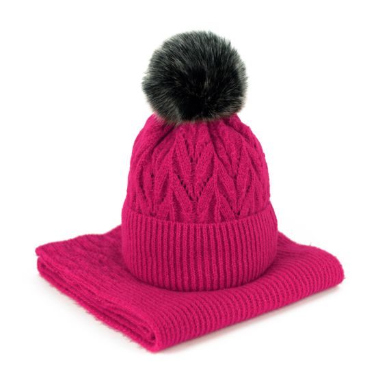 Sada pletené čepice a šály Lomnice hnědá