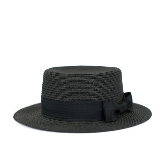 Dámský letní klobouk s černou stuhou - světle béžový