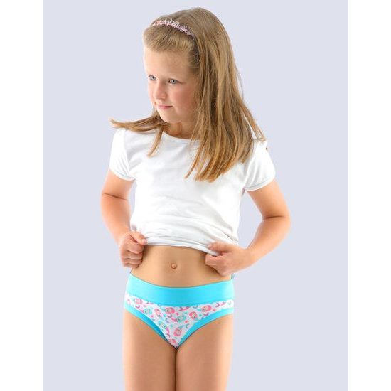 GINA dětské kalhotky klasické dívčí, úzký bok, šité, s potiskem 20021P - korálová bílá
