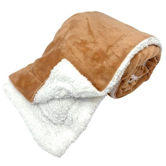 Deka 150 x 200 cm, s beránkem, mikroflanel, Béžová