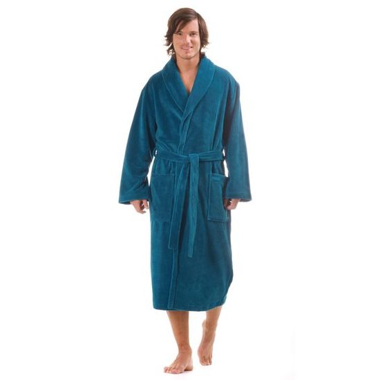 Unisex dlouhý savý župan se šálovým límcem TAMPA petrolejová