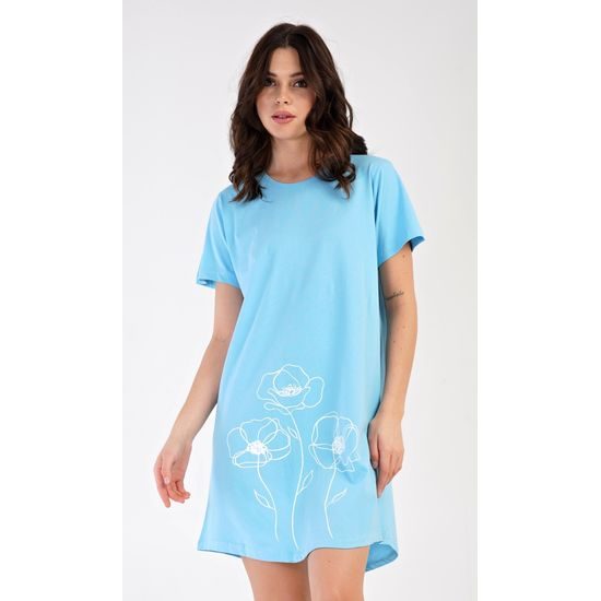 Dámská noční košile s krátkým rukávem Leontýna - světle modrá