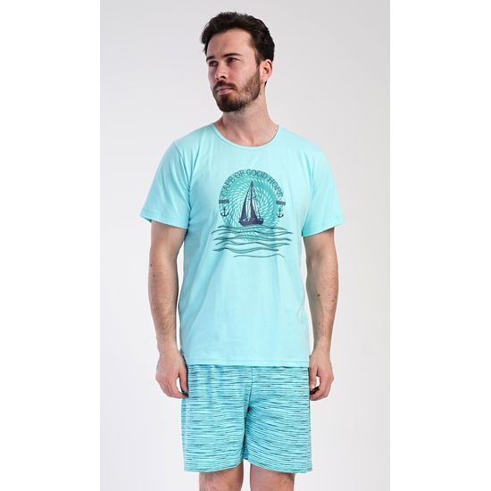 Pánské pyžamo šortky Jachting - mentolová