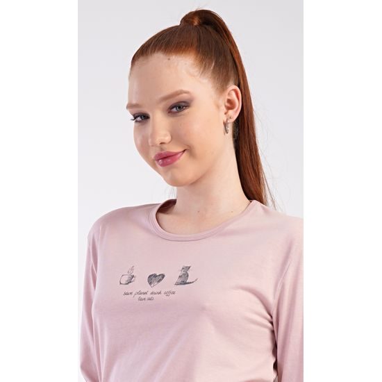 Dámské pyžamo dlouhé Morning - pudrová