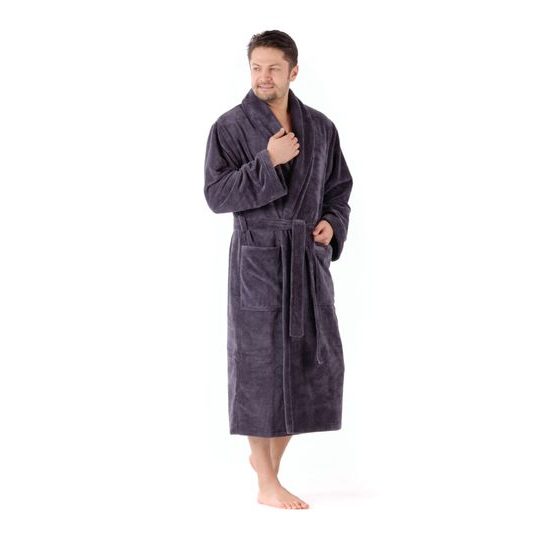 Pánský dlouhý savý župan se šálovým límcem TAMPA antracitová