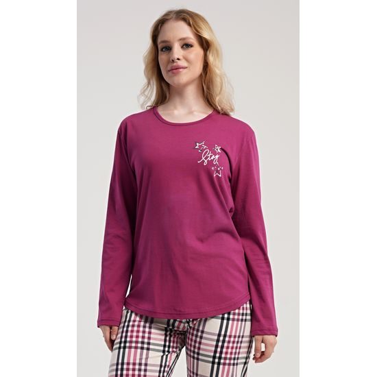 Dámské pyžamo dlouhé Andrea - malinová