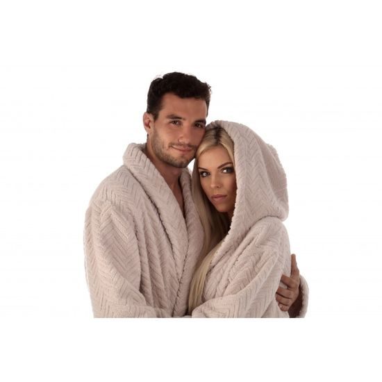 Unisex dlouhý župan s kapucí ATHENA světle oříšková