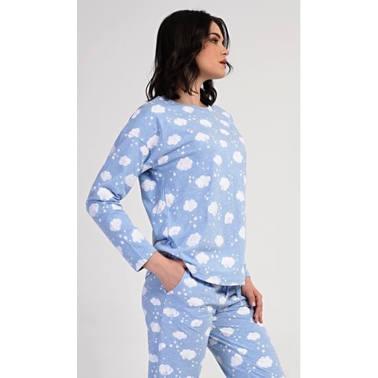 Dámské pyžamo dlouhé Obláček - světle modrá