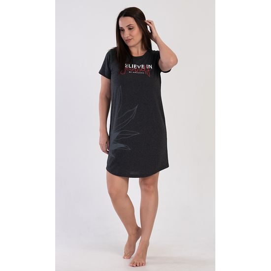 Dámská noční košile s krátkým rukávem Katka - antracitová