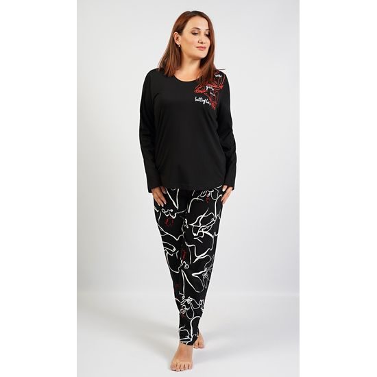 Dámské pyžamo dlouhé Butterfly - černá